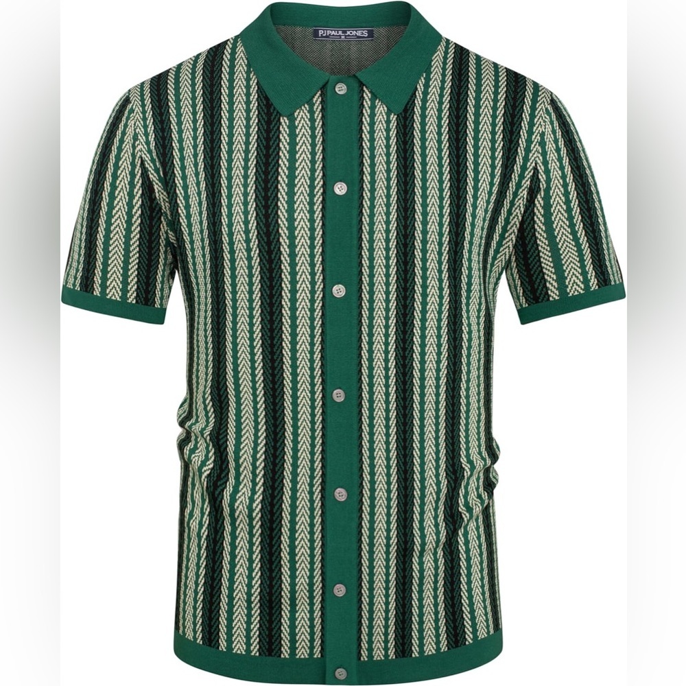 Green Striped Polo Shirt